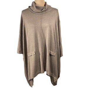 YOON Poncho Sweater Cowl Neck Taupe/Brown Size Small S